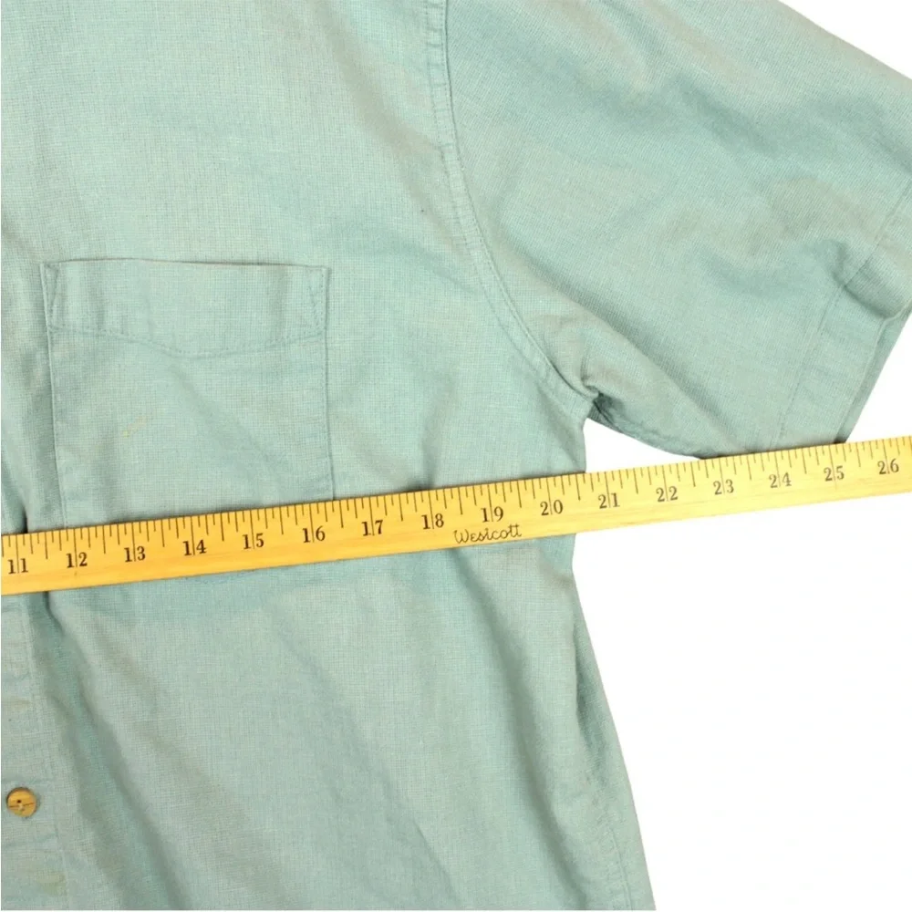 REI Short Sleeve Button Shirt Mens Large Green Front Pocket Outdoors Hemp Blend - Picture 11 of 11